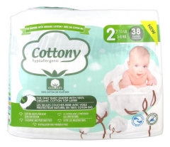 Cottony Nappies with Organic Cotton 38 Nappies Size 2 (3-6kg)