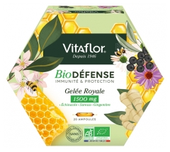Gelée Royale Bio 1500 mg Défense+ 20 Ampoules