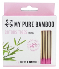 My Pure Bamboo Cotons Tiges Colorés 100 Pièces