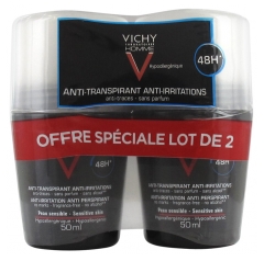 Vichy Homme Antitranspirantes und Anti-Irritation Deodorant 48Std. Roll-On Packung von 2 x 50 ml