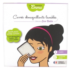 Les Tendances d'Emma Collection Eco Belle Carrés Démaquillants Lavables 3 Carrés Coton Bio Biface