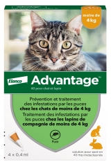 Advantage 40 Antifleas Solution for Cat and Rabbit Under 4kg 4 Pipettes