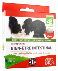 Vétobiol Organische Darm-Wohlfühltabletten Für Welpen und Kleine Hunde (-15 kg) 10 Tabletten