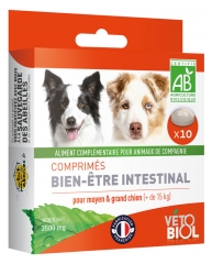 Vétobiol Bio Darm-Wellnesstabletten Für Mittlere und Große Hunde (+15 kg) 10 Tabletten