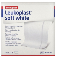 Essity Leukoplast Soft White Pansement Spécial Peaux Sensibles 8 cm x 5 m