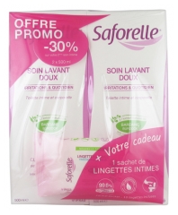 Saforelle Gentle Cleansing Care 2 x 500ml + 1 Pack of 10 Wipes Free