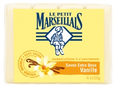 Le Petit Marseillais Savon Extra Doux Vanille Lot de 4 x 100 g