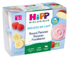 HiPP Delights of Brewed Milk Apples Bananas Raspberry from 6 Months Organic 4 Cups