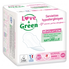 Love &amp; Green Serviettes Hypoallergéniques Normal 14 Serviettes