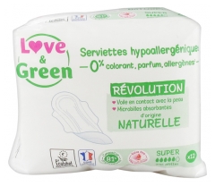 Love &amp; Green Serviettes Hypoallergéniques Super 12 Serviettes