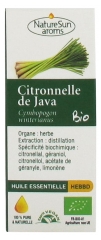 NatureSun Aroms Olio Essenziale di Citronella Java (Cymbopogon Winterianus) Organico 10 ml