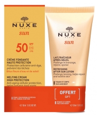 Nuxe Sun Crème Fondante Visage SPF50 50 ml + Lait Fraîcheur Après-Soleil Visage et Corps 50 ml Offert