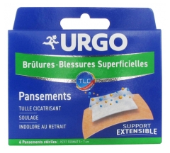 Urgo Brûlures - Blessures Superficielles 6 Pansements Stériles Petit Format 5 x 7 cm