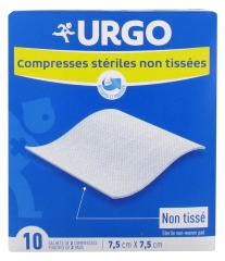 Urgo Sterile Kompressen 7,5 cm x 7,5 cm 10 Beutel mit 2 Kompressen aus Vliesstoff