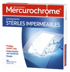 Mercurochrome Waterproof Sterile Plasters 10 Plasters 10cm x 7cm