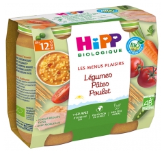 HiPP The Pleasure Menus Vegetables Pasta Chicken from 12 Months Organic 2 Pots