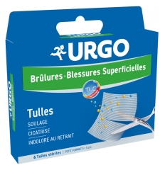 Urgo Brûlures et Blessures Superficielles 6 Tulles Stériles Petit Format