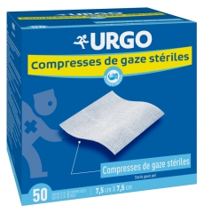 Urgo Sterile Gauze Compresses 7,5cm x 7,5cm 50 Sachets of 2 Compresses