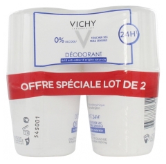 Vichy Déodorant 24H Toucher Sec Peau Sensible Roll-On Lot de 2 x 50 ml