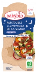 Babybio Bonne Nuit Ratatouille à la Provençale &amp; Riz 12 Mois et + Bio 2 Bols de 200 g