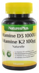 Natures Plus Vitamine D3 1000 UI + Vitamine K2 100 µg 90 Comprimés