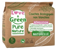 Love & Green Pure Nature Pañal Ecológico 33 Pañales Talla 5 Junior (11 a 25 kg)