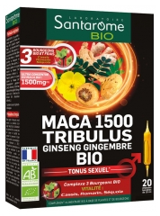 Santarome Bio Organic Maca 1500 Tribulus Ginseng Ginger Sexual Tonus 20 Phials