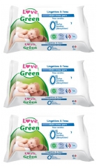 Love & Green Water Wipes 3 x 56 Wipes