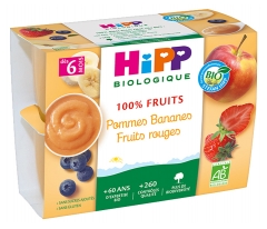 HiPP 100% Fruits Pommes Bananes Fruits Rouges dès 6 Mois Bio 4 Pots