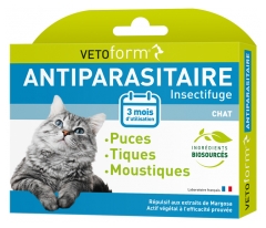 Vetoform Antiparasitaire Insectifuge Chat 3 Pipettes de 1 ml