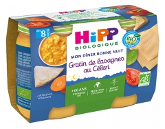 HiPP Mon Dîner Bonne Nuit Gratin de Lasagnes au Céleri dès 8 Mois Bio 2 Pots