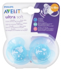 Avent Ultra Soft 2 Sucettes Orthodontiques Silicone 6-18 Mois