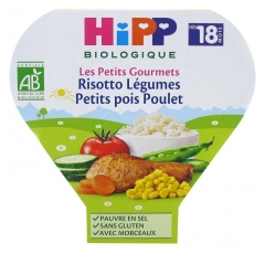 HiPP Les Petits Gourmets Risotto Légumes Petits Pois Poulet dès 18 Mois Bio 250 g (à consommer de préférence avant fin 09/2021)