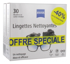 Lingettes Nettoyantes pour Lunettes Lot de 2 x 30 Lingettes
