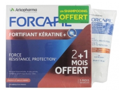 Arkopharma Forcapil Fortifiant Kératine+ Programme 3 mois 120 + 60 Gélules + Shampoing Fortifiant 30 ml Offert