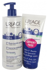 Uriage Baby 1st Cleansing Soothing Oil 500ml + 1st Oleo-Soothing Anti-Itch Oil Balm 200ml Free