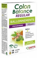 Ortis Colon Balance Regular Ballonnements Programme 36 Comprimés Plantes + 18 Comprimés Ferments Lactiques