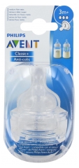 Avent 2 Sauger 3 Löcher mit Mittlerem Durchfluss 3 Monaten und +