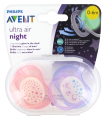 Avent Ultra Air Night 2 Orthodontic Soothers 0-6 Months