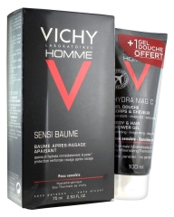 Vichy Homme Sensi Baume Baume Après-Rasage Apaisant 75 ml + Hydra Mag C Gel Douche Corps &amp; Cheveux 100 ml Offert