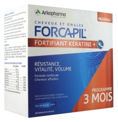Arkopharma Forcapil Fortifiant Kératine+ Programme 3 mois 120 + 60 Gélules