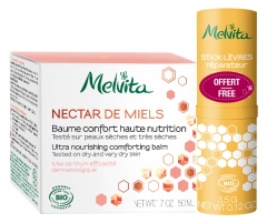 Melvita Nectar de Miels Ultra Nourishing Comforting Balm Organic 50ml + Repairing Lip Stick Organic 3.5g Offered