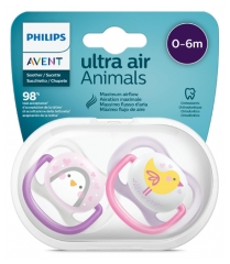 Avent Ultra Air Animals 2 Sucettes Orthodontiques 0-6 Mois