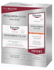 Eucerin Hyaluron-Filler Soin de Jour SPF15 Peau Sèche 50 ml + Vitamine C Booster 8 ml Offert
