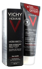 Vichy Homme Hydra Mag C+ Soin Hydratant Anti-Fatigue 50 ml + Hydra Mag C Gel Douche Corps &amp; Cheveux 100 ml Offert