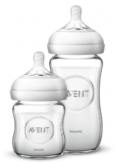 Avent Natural Kit Babyflasche aus Glas 240 ml + Babyflasche aus Glas 120 ml 0 Monate und Mehr