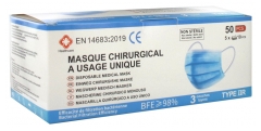 Masque Chirurgical à Usage Unique Type IIR EFB 98% 50 Masques