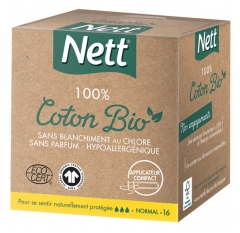 Nett 100% Coton Bio 16 Tampons Normal Avec Applicateur