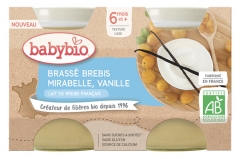 Babybio Brassé Brebis Mirabelle Vanille 6 Mois et + Bio 2 Pots de 130 g
