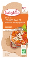 Babybio Mijoté de Légumes Poulet Quinoa 12 Mois et + Bio 2 Bols de 200 g